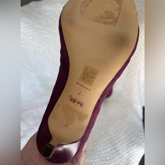 Coach Women’s Jade Knit Signature Leather Ankle Bootie Deep Berry Size 7 - Picture 5 of 5